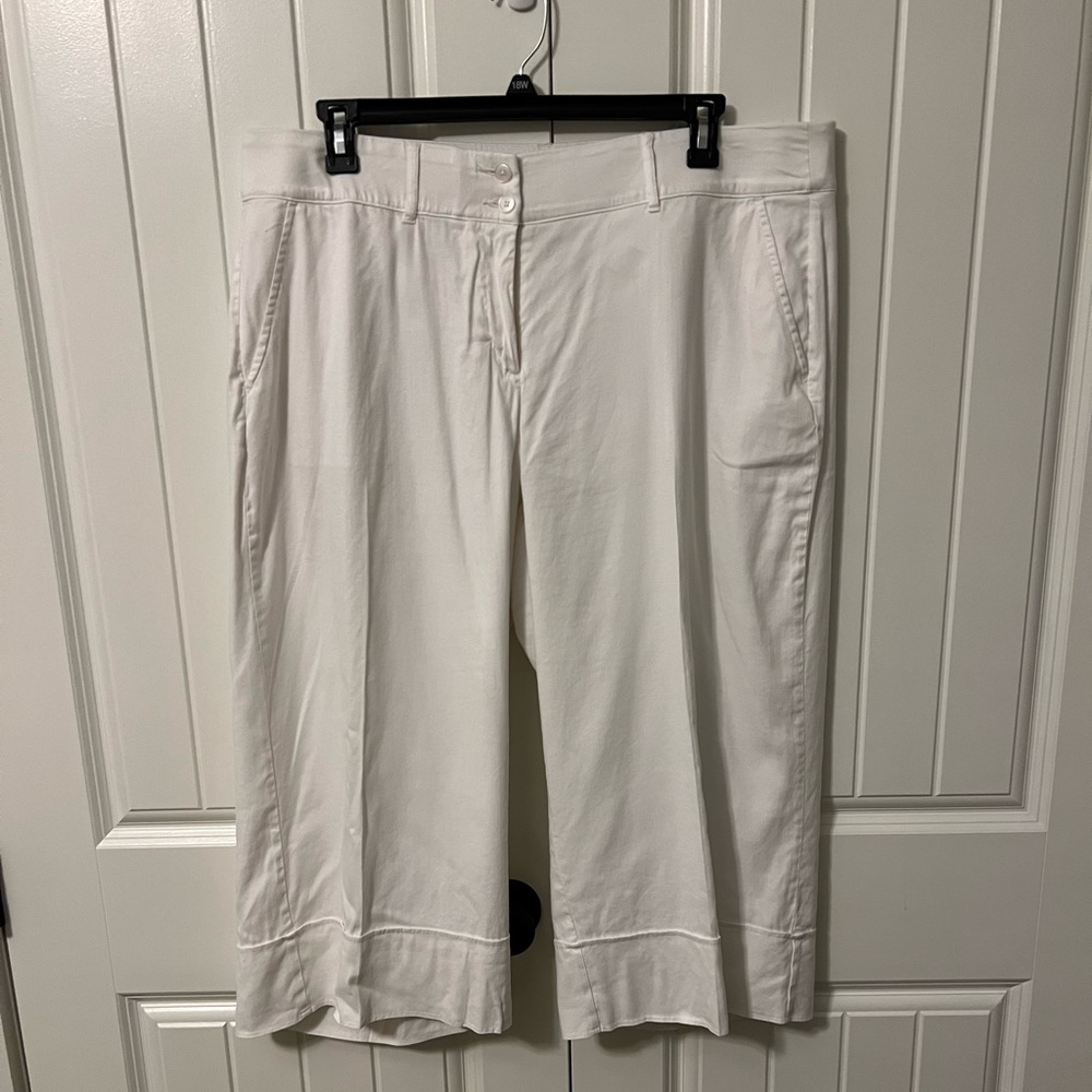 Lane Bryant White Wide-Leg Cropped Trousers